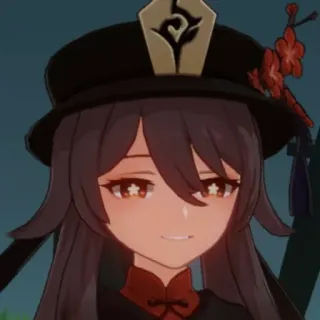 😃 Hu Tao Genshin Impact Anime, Videospiel, Charakter, Hut, Lächeln whatsapp sticker
