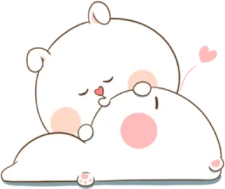 😌 gấu, dễ thương, đang ngủ, hoạt hình, kawaii, động vật, yêu, trái tim telegram sticker
