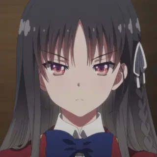 😑 Suzune Horikita Classroom of the Elite anime, girl, serious, long hair, school uniform telegram sticker
