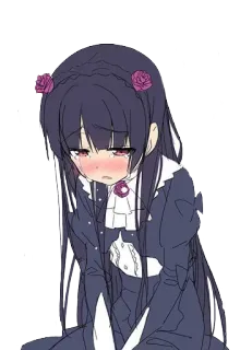 😭 gadis anime, menangis, sedih, ilustrasi, gotik, manga telegram sticker