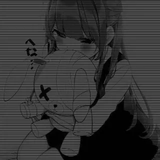 💓 动漫, 悲伤, 女孩, 兔子, 可爱, 漫画 telegram sticker