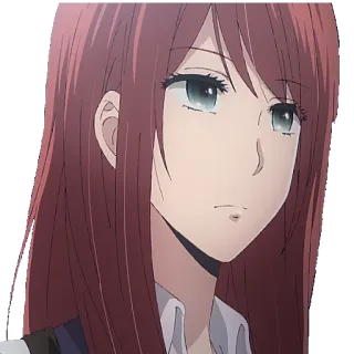 😒 anime, garota, cabelo ruivo, desenho animado, retrato telegram sticker