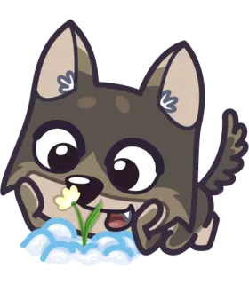 🌸 lobo, flor, desenho animado, animal, fofo, adesivo telegram sticker