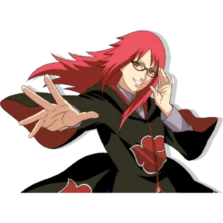 🥵 Karin Naruto อนิเมะ, แว่นตา, ผมแดง, นินจา, ตัวร้าย whatsapp sticker