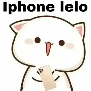 😋 Iphone lelo gato, iPhone, teléfono, lindo, animal, dibujos animados whatsapp sticker