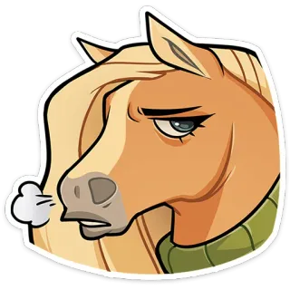 🐴 ngựa, hoạt hình, động vật, thuộc loài ngựa, ngựa cái, ngựa đực, bĩu môi, nhãn dán whatsapp sticker