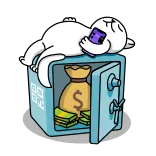 💰 money, safe, wealth, cartoon, cash, savings, finance telegram sticker