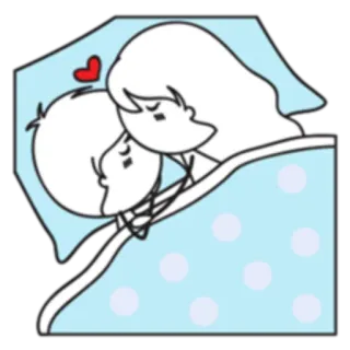 😴 cinta, pasangan, tempat tidur, hati, kartun, romantis whatsapp sticker