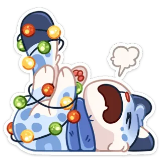 😅 แมว, ลูกแมว, สัตว์, ไฟคริสต์มาส, น่ารัก, การ์ตูน, สติกเกอร์ whatsapp sticker