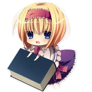 📘 Anime, Chibi, Süß, Kawaii, Mädchen, Buch telegram sticker