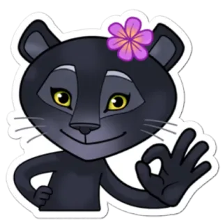 👌 panter, bunga, hewan, kartun, oke telegram sticker
