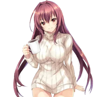 ☕ Anime, Mädchen, Kaffee, Pullover telegram sticker