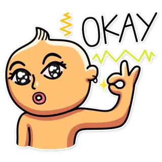 👌 OKAY okay, cute, sticker, cartoon, approval, expression telegram sticker