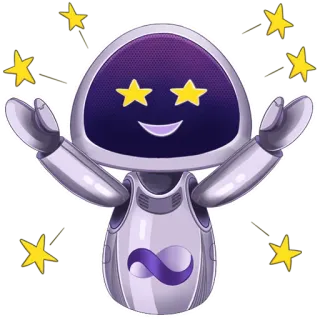 🤩 robot, stelle, carino, amichevole, cartoni animati, futuristico, infinito telegram sticker