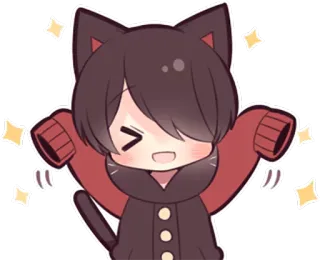 😆 Anime, Gatto, Kawaii, Scintillio, Carino, Personaggio, Cartone animato, Sticker whatsapp sticker
