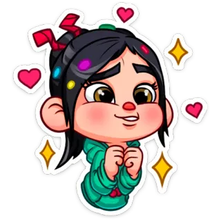 😍 Vanellope von Schweetz Wreck-It Ralph dessin animé, Disney, coeurs, mignon, fille telegram sticker