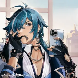 🔲 Kaeya Genshin Impact @Fushiguro_Megumi アニメ, 原神, ガイア, ファンアート, ゲームキャラクター telegram sticker