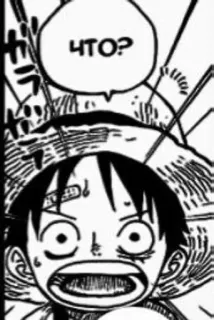 ❓ Monkey D. Luffy One Piece ЧТО? monkey d. luffy, one piece, anime, manga, shocked, surprise, question telegram sticker