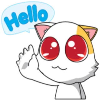 👋 Hello 猫, 你好, 挥手, 卡通, 动物, 友善 whatsapp sticker