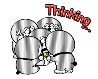 ◼️ Thinking denken, cartoon, personage, illustratie, humor telegram sticker