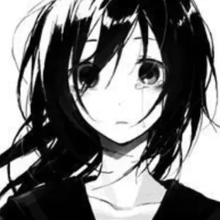 🩹 Anime, Traurig, Mädchen, Weinend, Schwarzweiß telegram sticker