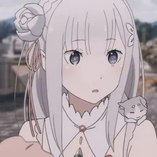 🦕 Emilia Re:Zero anime, female, character, cute, fantasy telegram sticker