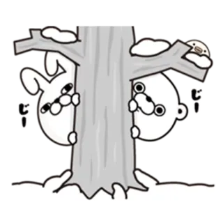 👀 じ! rabbit, bear, cute, cartoon, snow, animals telegram sticker