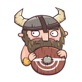 😳 Viking, Guerreiro, Escudo, Capacete, Desenho animado, Personagem whatsapp sticker