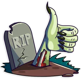 👍 RIP zombie, tomba, pollice in su, halloween, rip whatsapp sticker