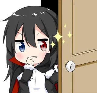 🤭 Anime, Vampiro, Dibujos animados, Chibi, Lindo, Puerta, Asomarse, Curioso telegram sticker