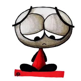 😔 cartoon, sad, lonely, character, illustration, emotion, melancholy telegram sticker