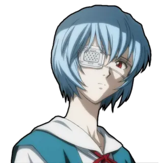🤕 Rei Ayanami Neon Genesis Evangelion anime, fille, Rei Ayanami, Evangelion, bandage, cheveux courts telegram sticker