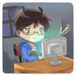😀 senpai! anime, cartoon, senpai, drawing, computer, cute telegram sticker