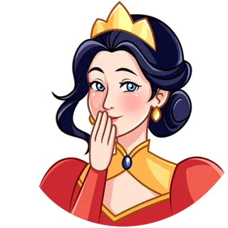 🤭 queen, royal, princess, cartoon, illustration, woman, crown telegram sticker