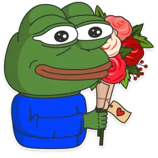 💐 Pepe the Frog frog, pepe, flowers, bouquet, love, meme telegram sticker