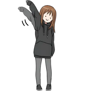 👋 anime, desenho animado, garota, casual, moletom com capuz telegram sticker