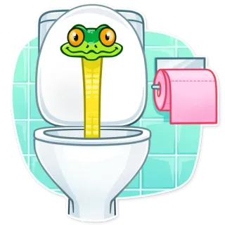 🚽 cobra, vaso sanitário, banheiro, desenho animado, animal telegram sticker