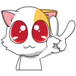 ✌ 猫, 动物, 贴纸, 可爱, 卡通, 和平标志 whatsapp sticker