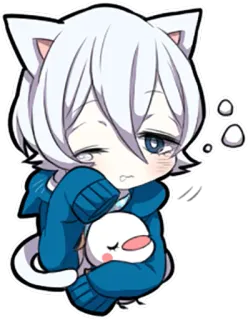 😪 kot, anime, chibi, słodki, kawaii, ilustracja telegram sticker