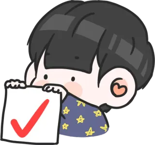 👍 Spunta, OK, Approvazione, Positivo, Carino, Bambino, Adesivo whatsapp sticker