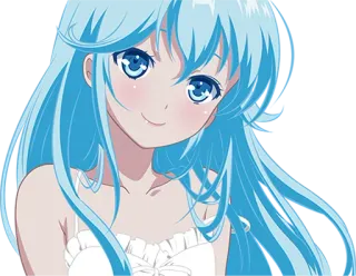 😏 garota anime, mangá, fofa, cabelo azul, garota, desenho animado telegram sticker