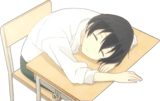 😴 Anime, Dormire, Scrivania, Ragazzo, Scuola, Stanco telegram sticker