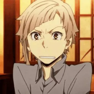 🗝 Atsushi Nakajima Bungou Stray Dogs 애니메이션, 남성, 화난, 캐릭터 telegram sticker