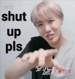 😶 shut up pls kpop, meme, hou je mond, j-hope, bts, k-pop telegram sticker