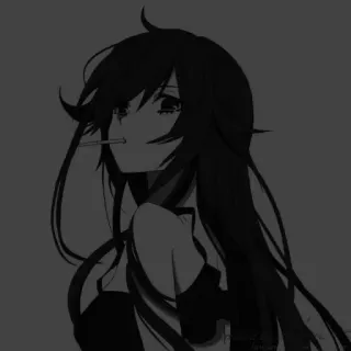 🖇 anime, girl, black and white, cigarette telegram sticker