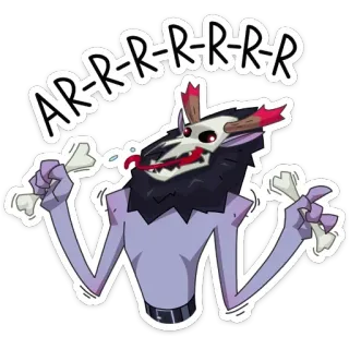 😡 AR-R-R-R-R-R монстр, череп, кости, мультфильм, нежить, существо telegram sticker
