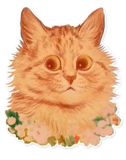 😊 cat, animal, pet, kitten, cute, flowers, orange, sticker telegram sticker