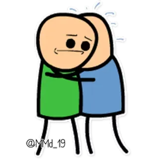 😢 stick figure, hug, friendship, cartoon, cyanide and happiness telegram sticker