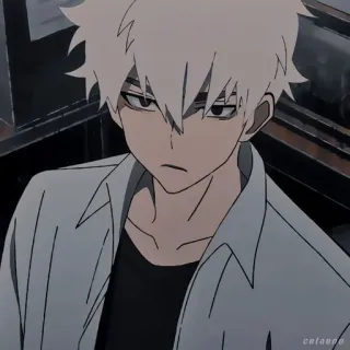 🌊 Anime, Menino, Cabelo branco, Sério, Desenho animado, Mangá telegram sticker