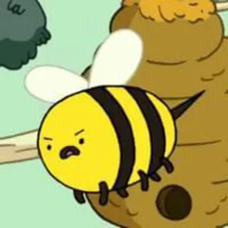 🍓 蜜蜂, 生气, 卡通, 昆虫, 黄色, 黑色条纹 telegram sticker